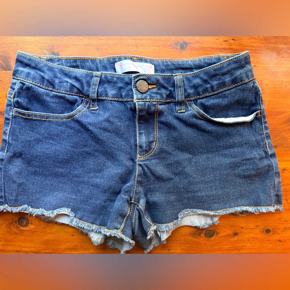 No Boundaries Dark Blue Denim Cutoff Jean Shorts